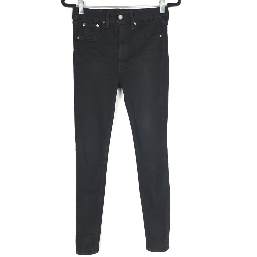 rag & bone NY High Rise Skinny Jeans Size 28 Black USA MADE Stretch W15321769BLK
